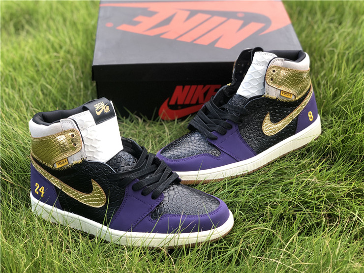 2020 Air Jordan 1 Retro Black Purple Gold - Click Image to Close